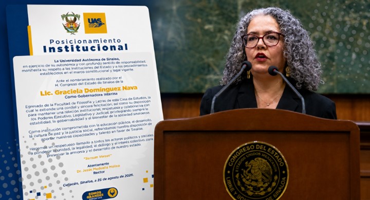 UAS ofrece colaboración institucional a Graciela Domínguez tras asumir la gubernatura interina